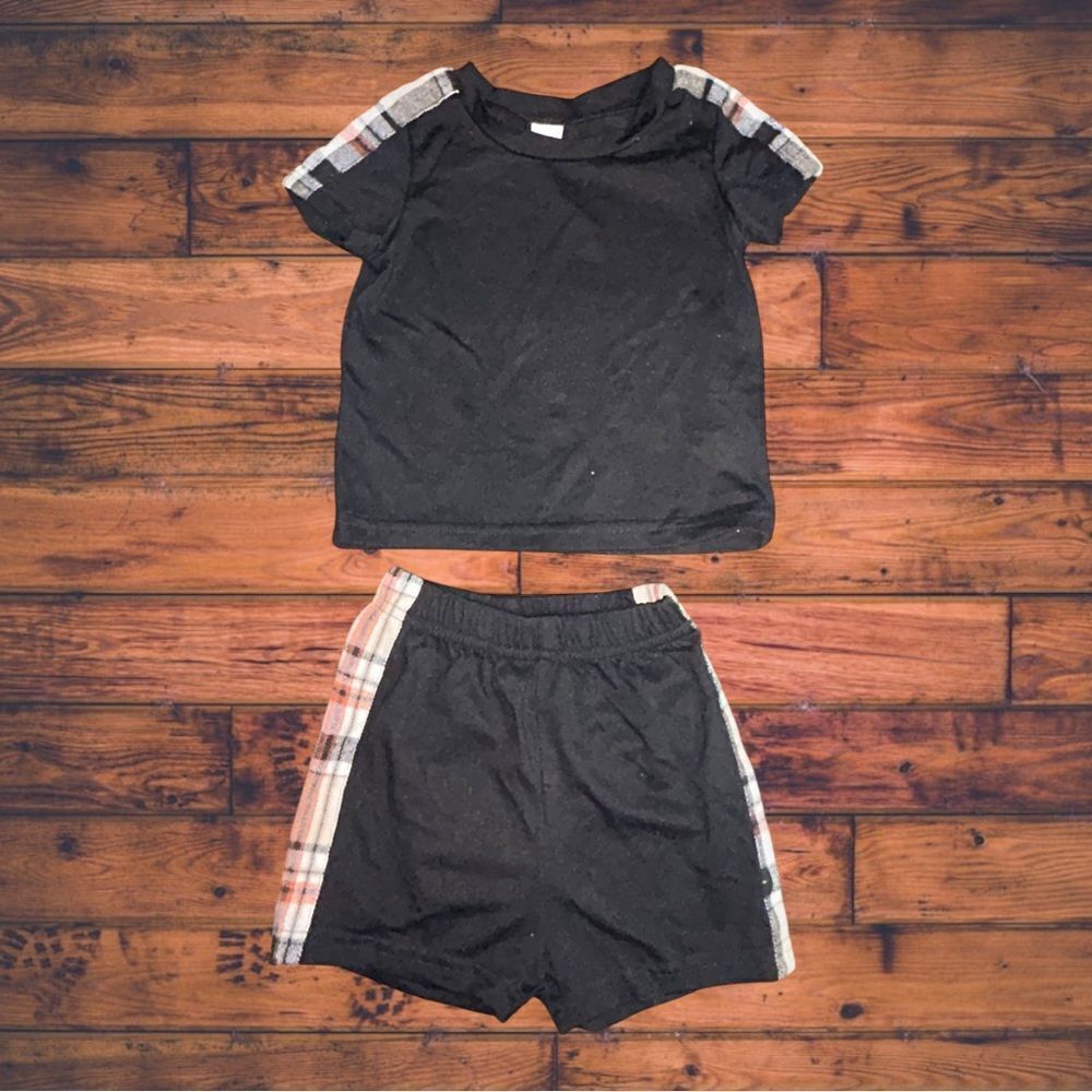 5 for $25🔥SHEIN Black & Plaid Matching Set Baby Size‎ 6-9 Months